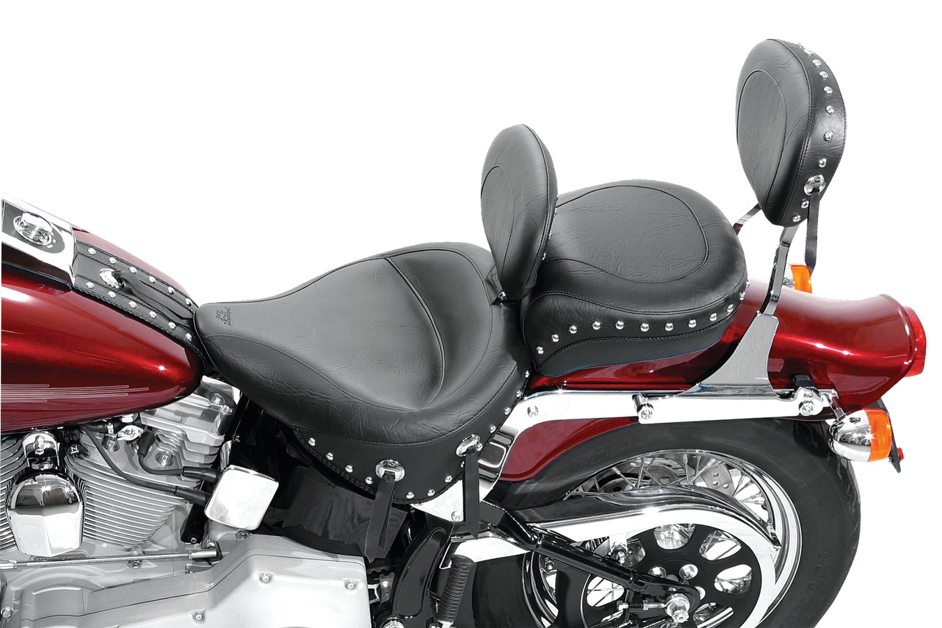 Wide Touring Solo Seat with Driver Backrest for Harley-Davidson Softail Standard Rear Tire 1984-