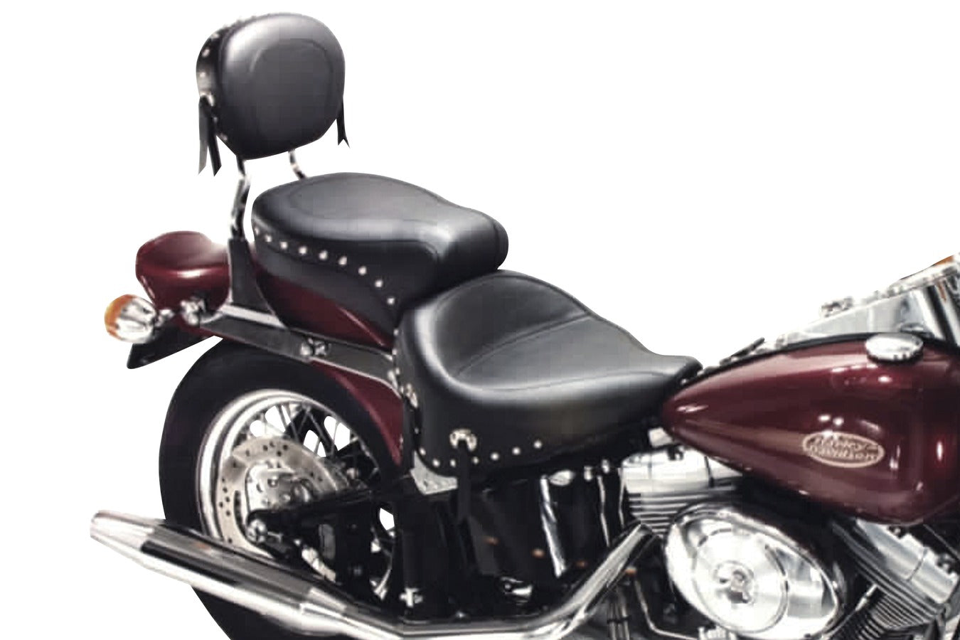 Wide Touring One-Piece, 2-Up Motorcycle Seat for Harley-Davidson Softail 1984-1999