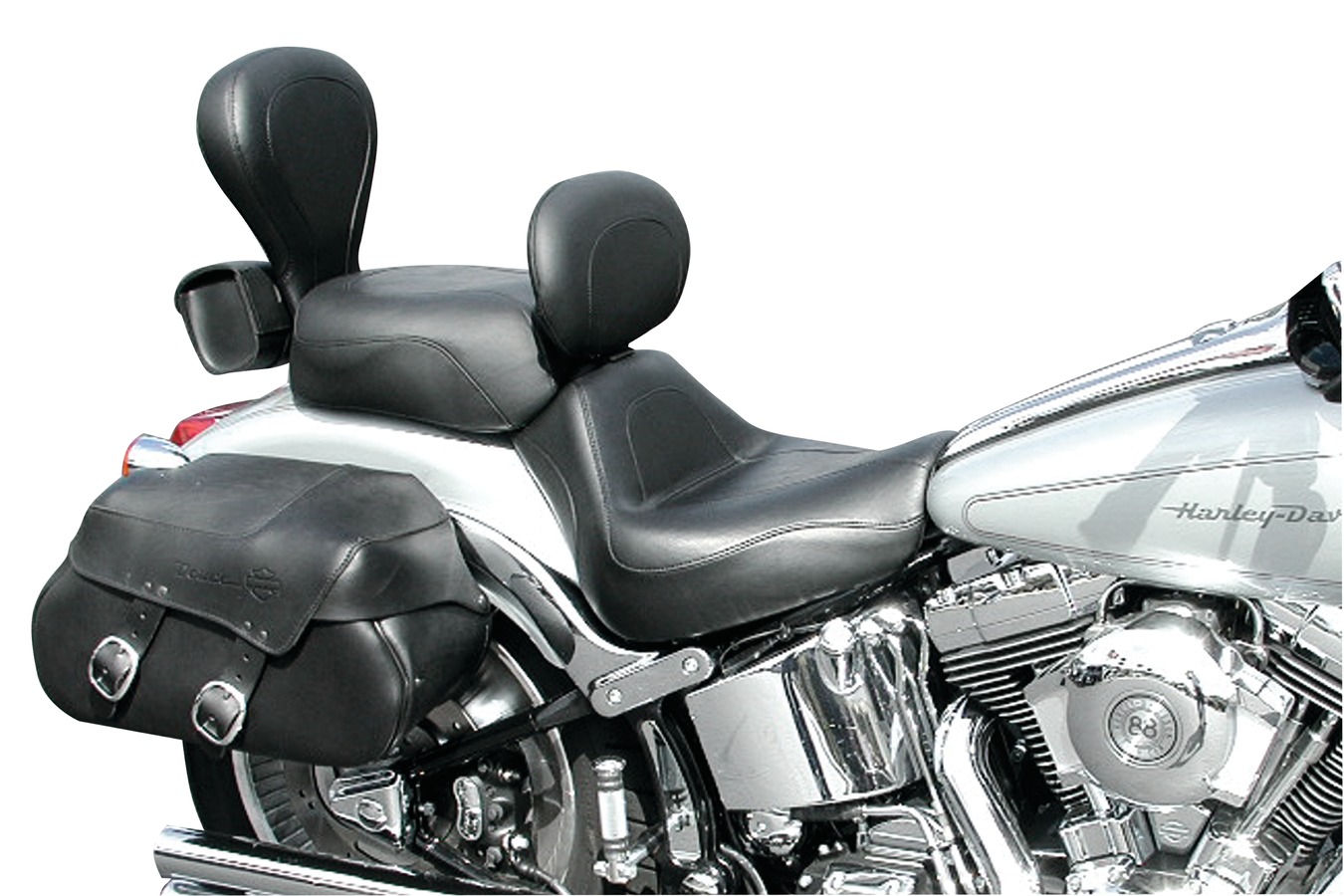 Sport Touring Solo Seat with Driver Backrest for Harley-Davidson Softail Deuce 2000-