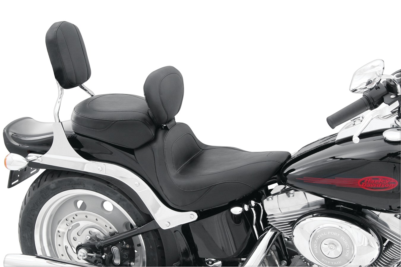 Sport Touring Solo Seat with Driver Backrest for Harley-Davidson Softail Wide Tire 2006-