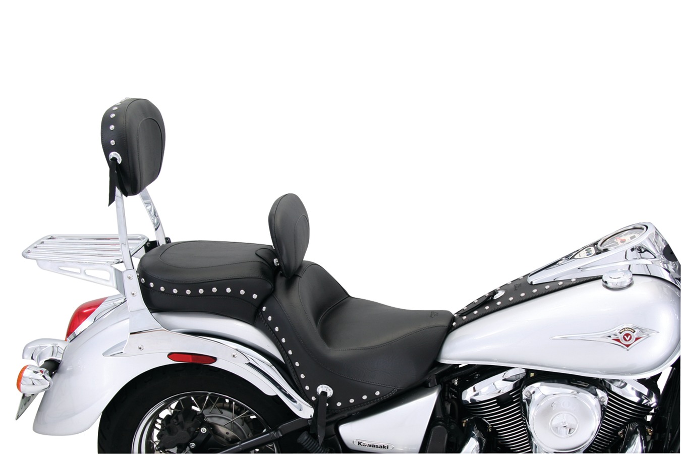 Standard Touring One-Piece Seat with Driver Backrest for Kawasaki Vulcan 900 Classic & Custom 2006-