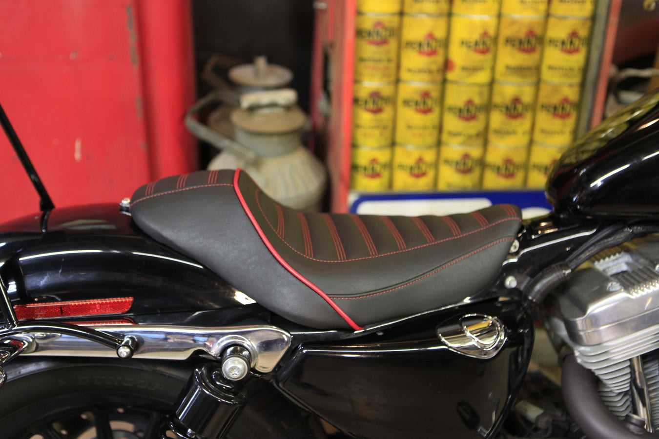 Revere Journey Stripe Solo Motorcycle Seat for Harley-Davidson Sportster 2004-2022*